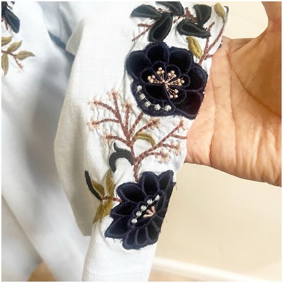 Sundance Embroidered Long Sleeve Tunic Size Large Blue Bohemian Peasant - Picture 11 of 11